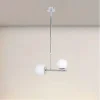 LAMPADARIO A SOSPENSIONE ARGENTO CON 2 SFERE IN VETRO BIANCO ATTACCO G9 E27 33498