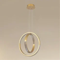 LAMPADARIO A SOSPENSIONE LED 64 W CIRCOLARE EFFETTO CRISTALLO MODERNO ORO 32170