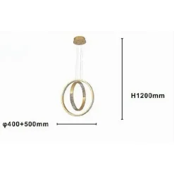 LAMPADARIO A SOSPENSIONE LED 64 W CIRCOLARE EFFETTO CRISTALLO MODERNO ORO 32170