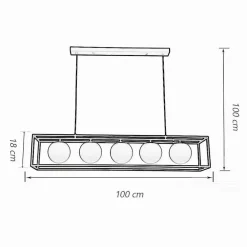 LAMPADARIO A SOSPENSIONE DA SOFFITTO CONTEMPORANEO NERO CON 5 SFERE VETRO G9 B89
