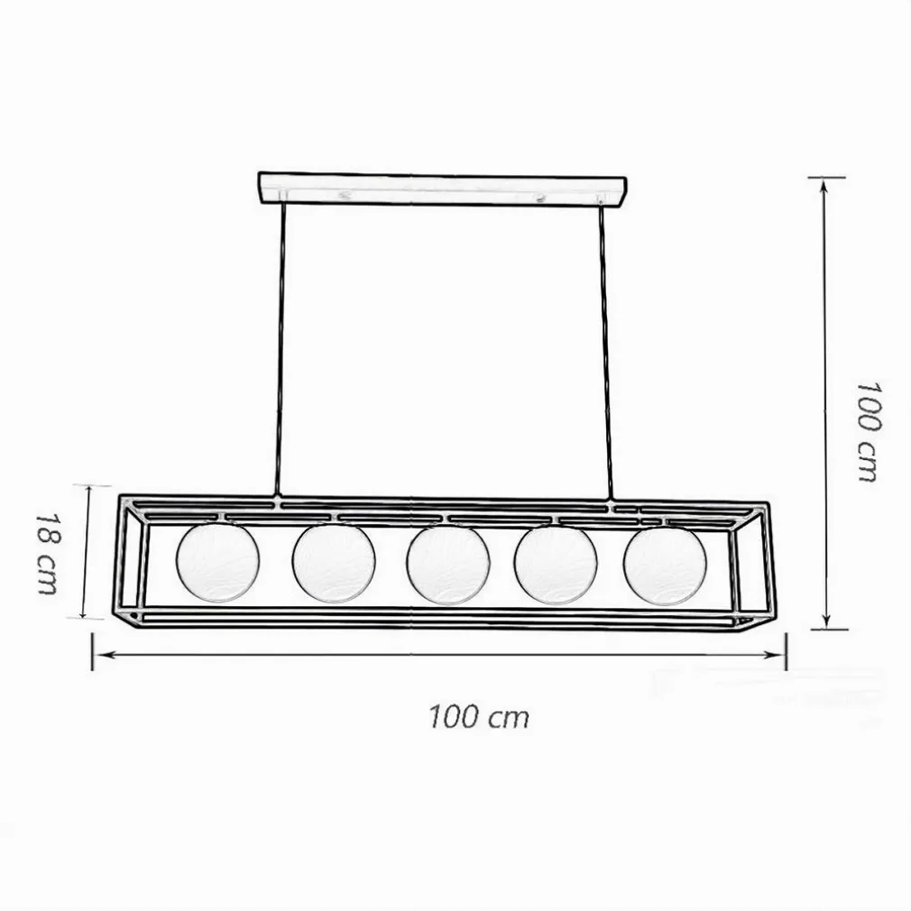 LAMPADARIO A SOSPENSIONE DA SOFFITTO CONTEMPORANEO NERO CON 5 SFERE VETRO G9 B89