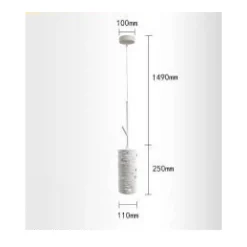 LAMPADARIO A SOSPENSIONE E27 PARALUME CILINDRO IN CERAMICA TRAFORATA BIANCO LP21