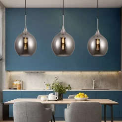 LAMPADARIO A SOSPENSIONE DECORATIVA IN METALLO CON SFERA IN VETRO ATTACCO E27 IP20 A72