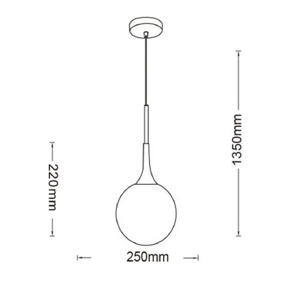 LAMPADARIO A SOSPENSIONE DECORATIVA IN METALLO CON SFERA IN VETRO ATTACCO E27 IP20 A72