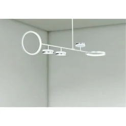 LAMPADARIO A SOSPENSIONE LED 37W CON 5 CERCHI LAMPADA ORIZZONTALE BIANCO LUCE NATURALE 71330