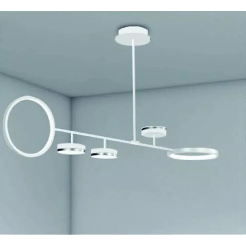 LAMPADARIO A SOSPENSIONE LED 37W CON 5 CERCHI LAMPADA ORIZZONTALE BIANCO LUCE NATURALE 71330
