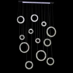 LAMPADARIO A SOSPENSIONE AD ANELLI ALTERNATI IN CRISTALLO 420 W LUCE 4000K 01917