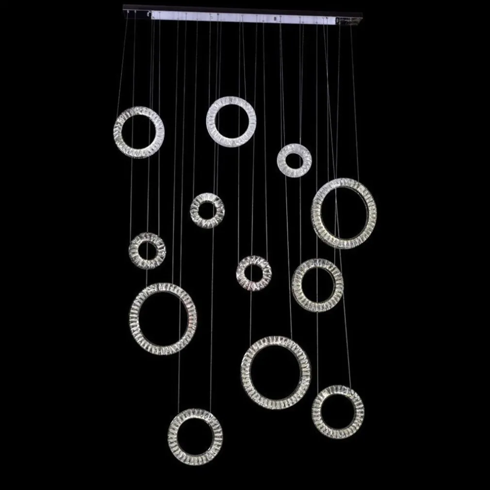 LAMPADARIO A SOSPENSIONE AD ANELLI ALTERNATI IN CRISTALLO 420 W LUCE 4000K 01917