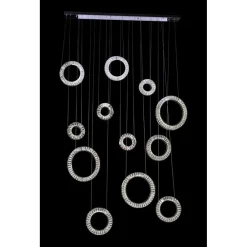 LAMPADARIO A SOSPENSIONE AD ANELLI ALTERNATI IN CRISTALLO 420 W LUCE 4000K 01917