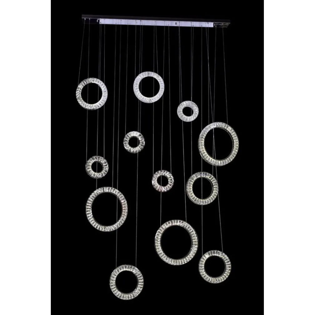 LAMPADARIO A SOSPENSIONE AD ANELLI ALTERNATI IN CRISTALLO 420 W LUCE 4000K 01917