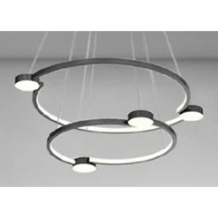 LAMPADARIO A SOSPENSIONE LED 60W 2 CERCHI CON TELECOMANDO DESIGN MODERNO NERO 71125