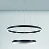 LAMPADARIO A SOSPENSIONE LED MODERNO DOPPIO CERCHIO NERO 58W CON TELECOMANDO 31876