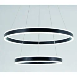 LAMPADARIO A SOSPENSIONE LED MODERNO DOPPIO CERCHIO NERO 58W CON TELECOMANDO 31876