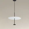 LAMPADARIO A SOSPENSIONE LUCE 6500K LED 18W DISCO PARALUME PIATTO BIANCO NERO TONDO 33184