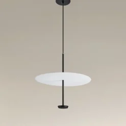LAMPADARIO A SOSPENSIONE LUCE 6500K LED 18W DISCO PARALUME PIATTO BIANCO NERO TONDO 33184
