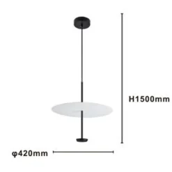 LAMPADARIO A SOSPENSIONE LUCE 6500K LED 18W DISCO PARALUME PIATTO BIANCO NERO TONDO 33184