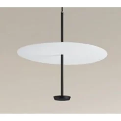 LAMPADARIO A SOSPENSIONE LUCE 6500K LED 18W DISCO PARALUME PIATTO BIANCO NERO TONDO 33184