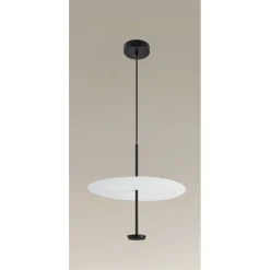 LAMPADARIO A SOSPENSIONE LUCE 6500K LED 18W DISCO PARALUME PIATTO BIANCO NERO TONDO 33184