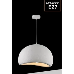 LAMPADARIO A SOSPENSIONE SOFFITTO EFFETTO PIETRA BIANCO Ø40/50/60CM ATTACCO E27 IP20 B16-B