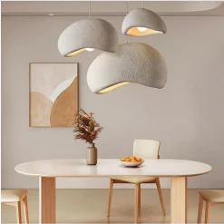 LAMPADARIO A SOSPENSIONE SOFFITTO EFFETTO PIETRA BIANCO Ø40/50/60CM ATTACCO E27 IP20 B16-B