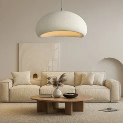 LAMPADARIO A SOSPENSIONE SOFFITTO EFFETTO PIETRA BIANCO Ø40/50/60CM ATTACCO E27 IP20 B16-B
