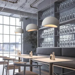 LAMPADARIO A SOSPENSIONE SOFFITTO EFFETTO PIETRA BIANCO Ø40/50/60CM ATTACCO E27 IP20 B16-B