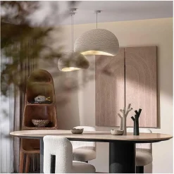 LAMPADARIO A SOSPENSIONE SOFFITTO EFFETTO PIETRA BIANCO Ø40/50/60CM ATTACCO E27 IP20 B16-B