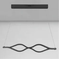 LAMPADARIO A SOSPENSIONE LED 58 WATT ONDA INFINITO CRISTALLO ONDULATO NERO 32132