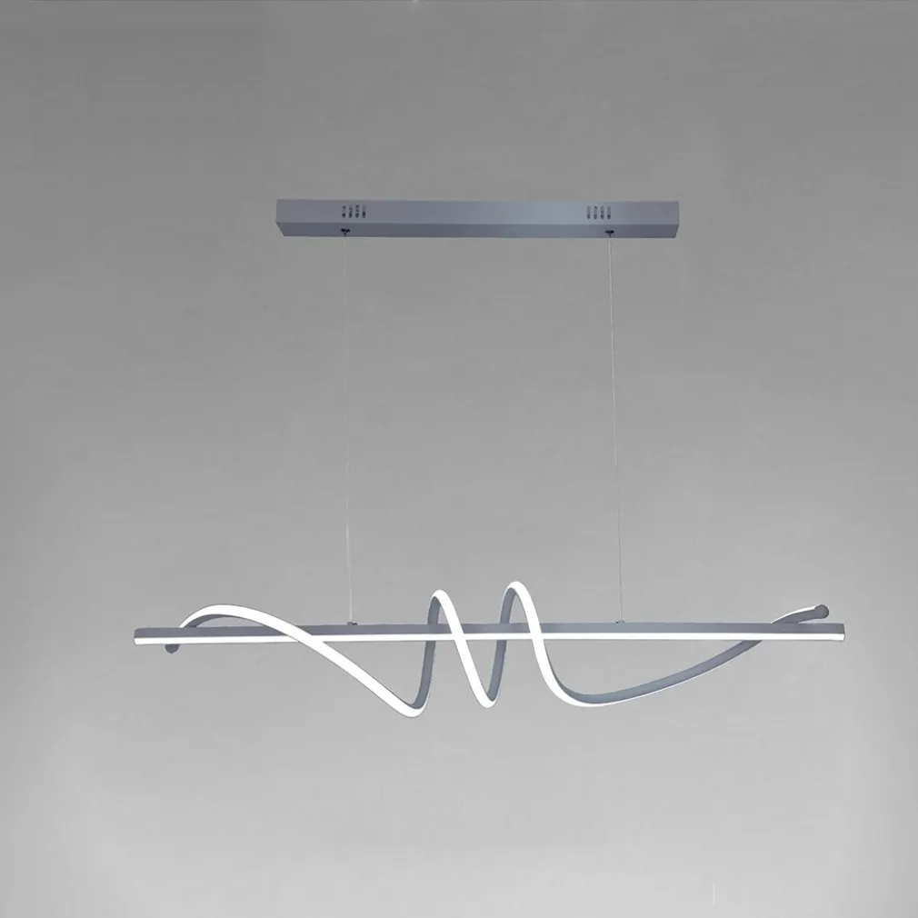 LAMPADARIO A SOSPENSIONE LED 65W ARGENTO SPIRALE ONDULATO LUCE 6500K VORTICE ORIZZONTALE 32477