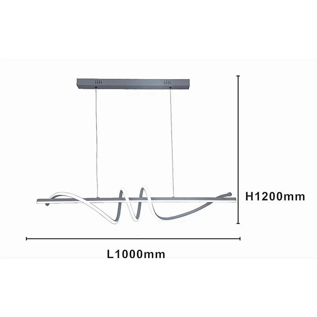 LAMPADARIO A SOSPENSIONE LED 65W ARGENTO SPIRALE ONDULATO LUCE 6500K VORTICE ORIZZONTALE 32477