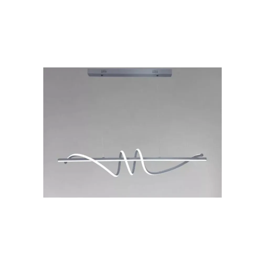 LAMPADARIO A SOSPENSIONE LED 65W ARGENTO SPIRALE ONDULATO LUCE 6500K VORTICE ORIZZONTALE 32477