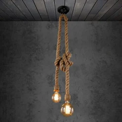 LAMPADARIO A SOSPENSIONE SOFFITTO CORDA DOPPIA E27 PORTALAMPADA PENDENTE VINTAGE