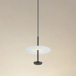 LAMPADARIO A SOSPENSIONE LUCE 4000K LED 12W DISCO PARALUME PIATTO NERO ROTONDO 33115