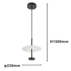 LAMPADARIO A SOSPENSIONE LUCE 4000K LED 12W DISCO PARALUME PIATTO NERO ROTONDO 33115