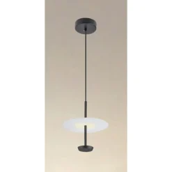 LAMPADARIO A SOSPENSIONE LUCE 4000K LED 12W DISCO PARALUME PIATTO NERO ROTONDO 33115