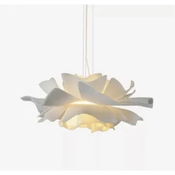 LAMPADARIO A SOSPENSIONE A FORMA DI FIORE PETALI BIANCO LUCE ATTACCO E27 IP20 71607