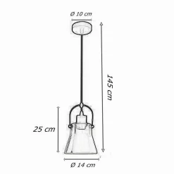 LAMPADARIO A SOSPENSIONE CON PARALUME IN VETRO LAMPADA MODERNA ATTACCO E27 LP-90
