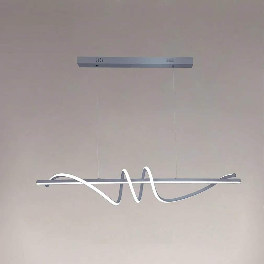 LAMPADARIO A SOSPENSIONE LED 65W ARGENTO SPIRALE ONDULATO LUCE 4000K VORTICE ORIZZONTALE 32460