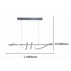 LAMPADARIO A SOSPENSIONE LED 65W ARGENTO SPIRALE ONDULATO LUCE 4000K VORTICE ORIZZONTALE 32460