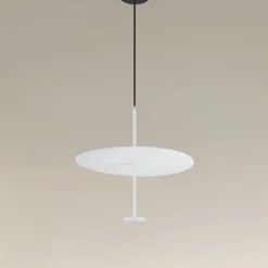 LAMPADARIO A SOSPENSIONE LUCE 6500K LED 18W DISCO PARALUME PIATTO BIANCO ROTONDO 33160