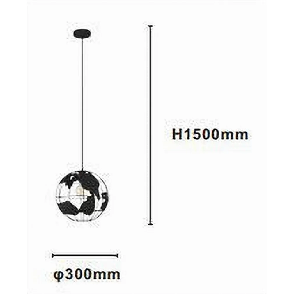 LAMPADARIO A SOSPENSIONE MAPPAMONDO E27 IN METALLO NERO SFERA GLOBO SOSPESO 33948