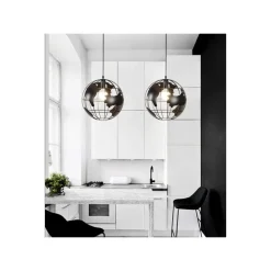 LAMPADARIO A SOSPENSIONE MAPPAMONDO E27 IN METALLO NERO SFERA GLOBO SOSPESO 33948