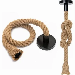 LAMPADARIO A SOSPENSIONE DA 1.5MT CORDA DI CANAPA PORTALAMPADA ATTACCO E27 436653