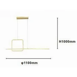 LAMPADARIO A SOSPENSIONE LED 48W DESIGN QUADRATO LINEA ORO IP20 CUCINA LUCE 4000K 33535