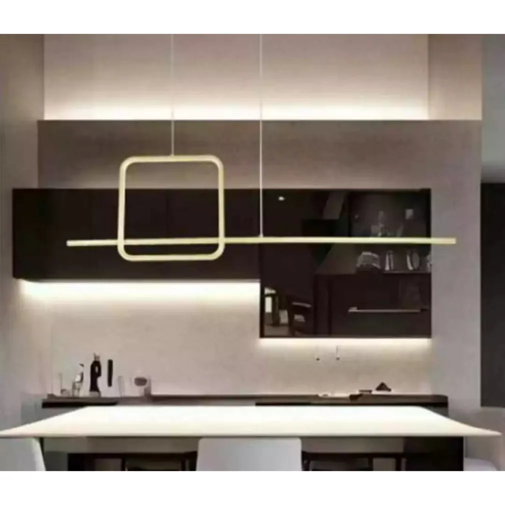 LAMPADARIO A SOSPENSIONE LED 48W DESIGN QUADRATO LINEA ORO IP20 CUCINA LUCE 4000K 33535