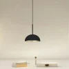 LAMPADARIO A SOSPENSIONE MODERNO CON PARALUME CUPOLA IN FERRO NERO ORO E27 33771