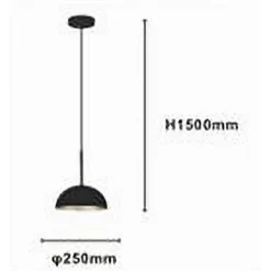 LAMPADARIO A SOSPENSIONE MODERNO CON PARALUME CUPOLA IN FERRO NERO ORO E27 33771