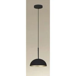 LAMPADARIO A SOSPENSIONE MODERNO CON PARALUME CUPOLA IN FERRO NERO ORO E27 33771