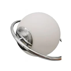 LAMPADARIO A SOSPENSIONE CERCHIO METALLO SFERA VETRO BIANCO ATTACCO E27 ARGENTO 33467