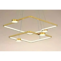 LAMPADARIO A SOSPENSIONE LED 60W 2 QUADRATI CON TELECOMANDO DESIGN MODERNO ORO 71200